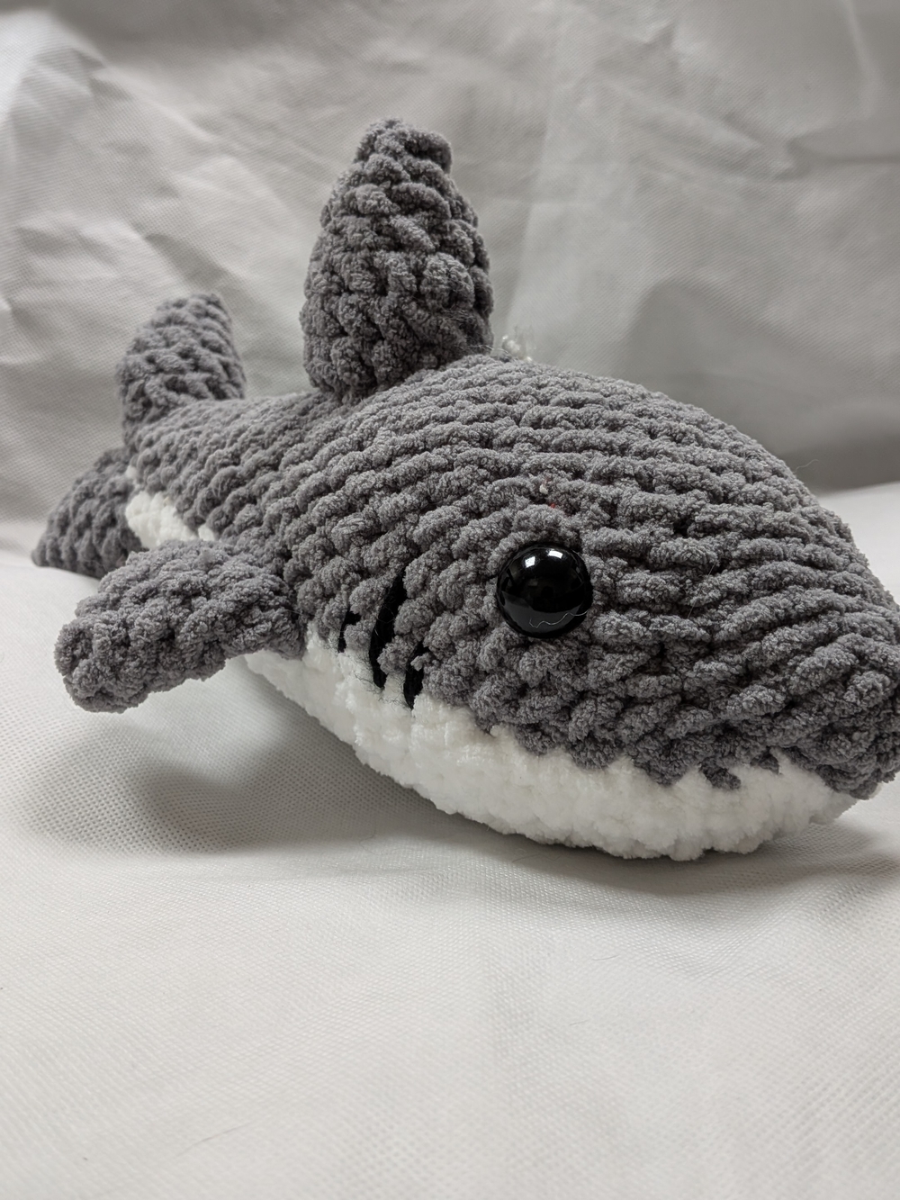 Gray Plush Shark Stuffed Animal - Soft Crochet Sea Friend